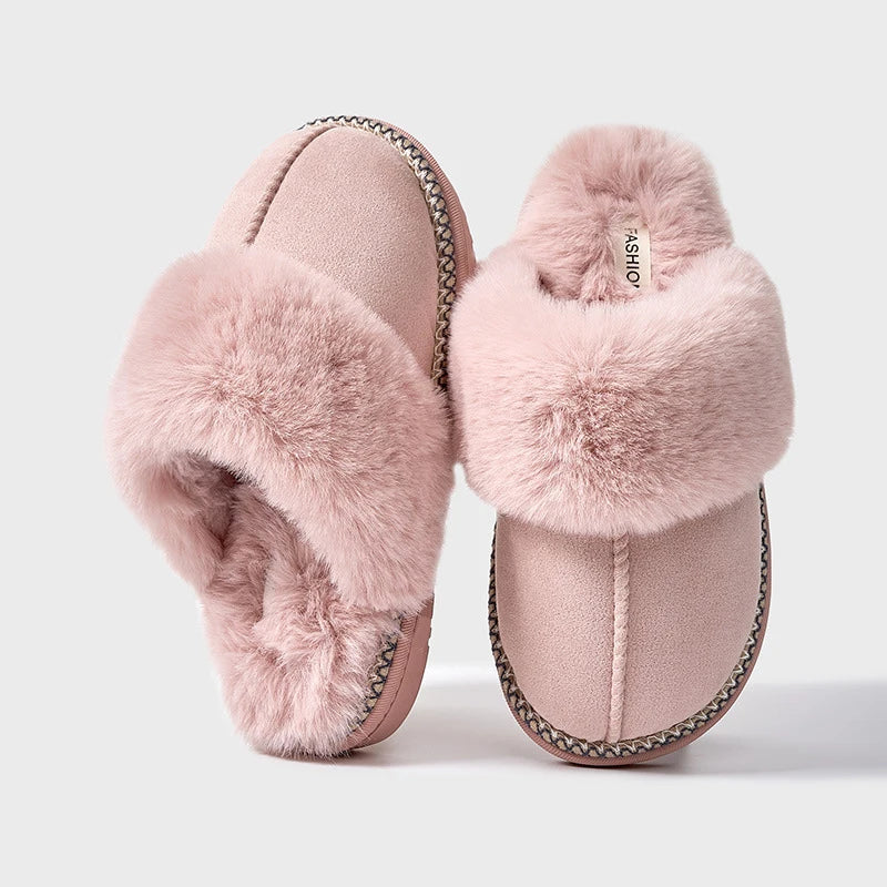 Smile Popcorn™ Fluffy Winter Slippers – Faux Fur Warm Indoor Comfort Slides for Women