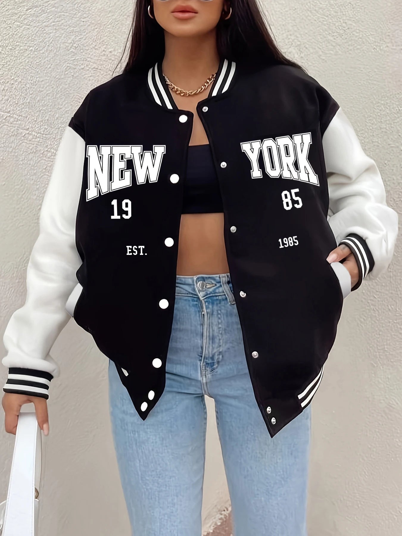 Loom & Soul “New York 1985” Women’s Baseball Jacket – Hip Hop Streetwear Coat