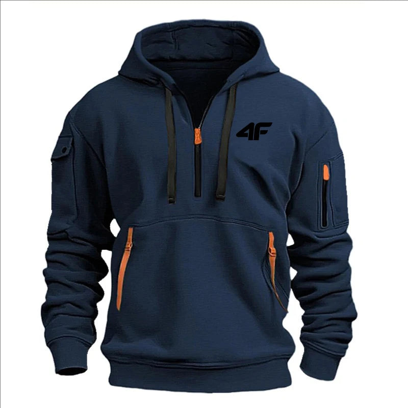 Men’s Thick Winter Hoodie – Loose Fit Printed Sports Streetwear Pullover