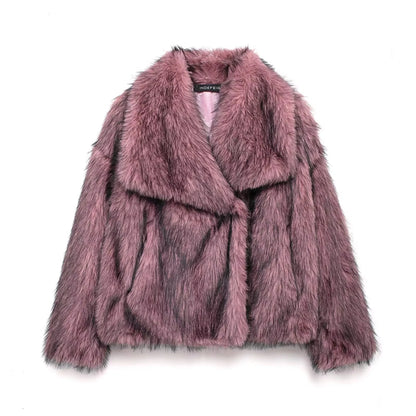 HH LuxeFur™ Faux Fur Lapel Jacket – Elegant Warmth for Autumn & Winter 2025
