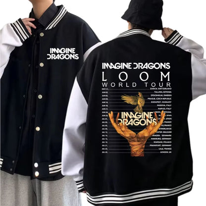 Loom & Soul “Imagine Dragons World Tour” Unisex Baseball Jacket – 2025 Edition