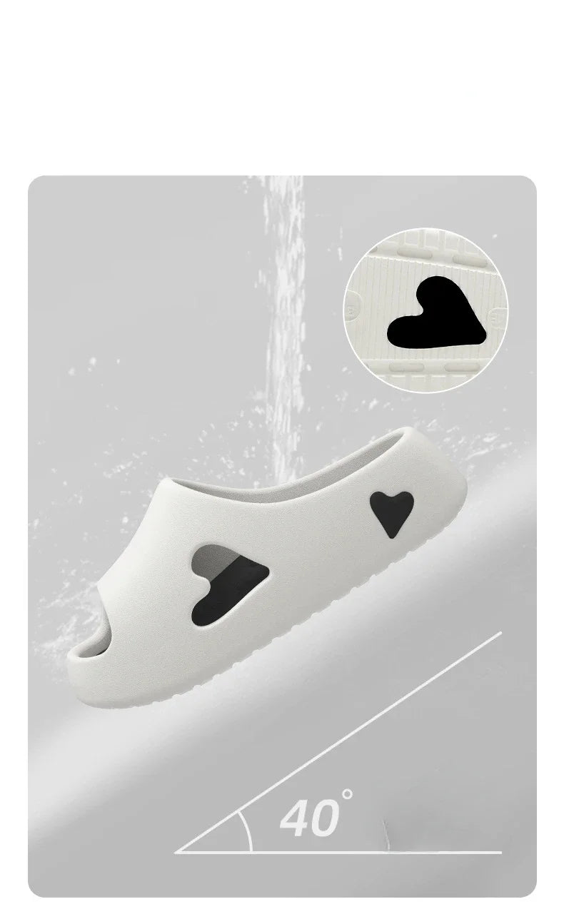 Women’s Love Heart Cloud Slippers – Non-Slip EVA Platform Sandals Indoor/Outdoor
