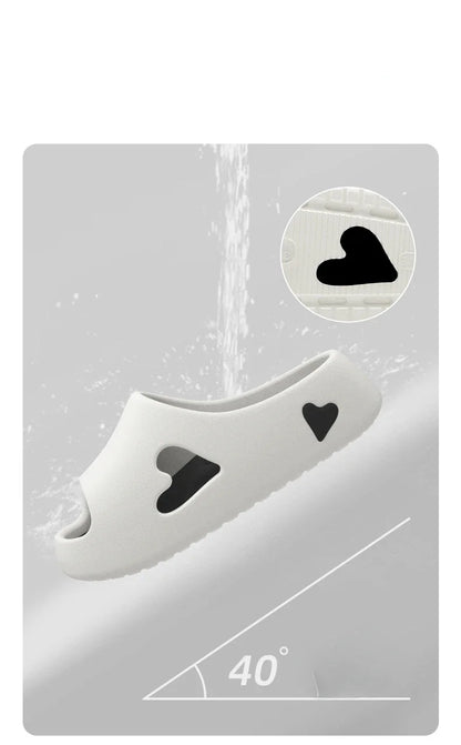 Women’s Love Heart Cloud Slippers – Non-Slip EVA Platform Sandals Indoor/Outdoor