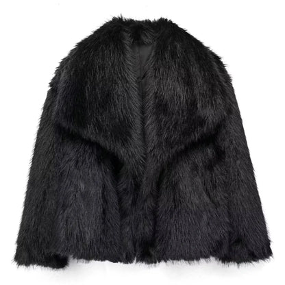 HH LuxeFur™ Faux Fur Lapel Jacket – Elegant Warmth for Autumn & Winter 2025