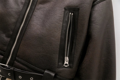 Loom & Soul Faux Shearling Jacket – Vintage Belted Warm Winter Coat for Women