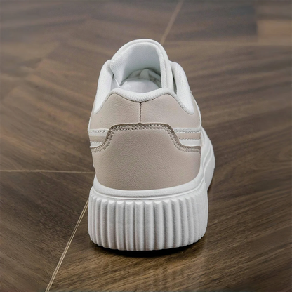 Women’s PU Leather Sneakers – Lightweight Lace-Up Casual Shoes for Spring/Autumn