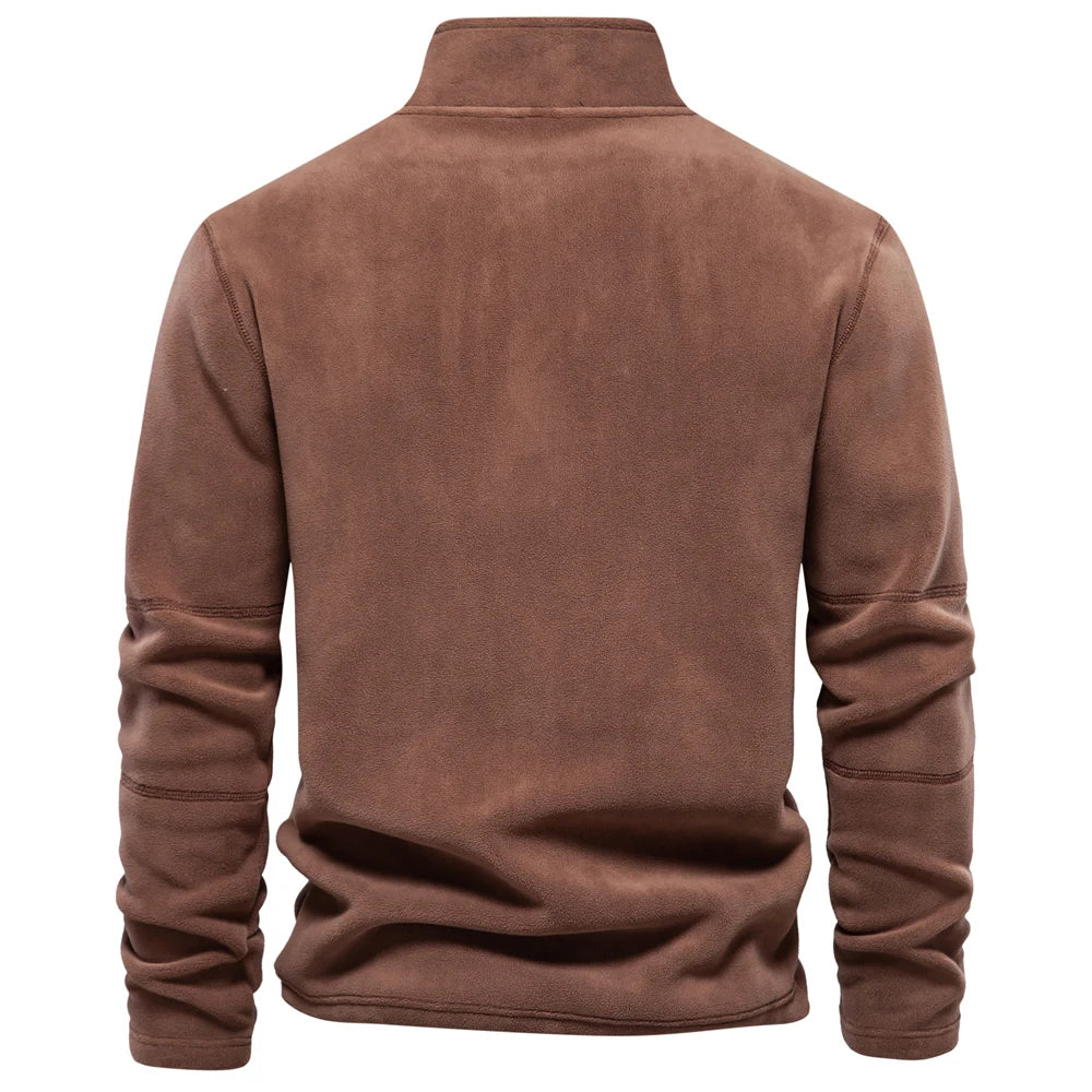 AIOPESON Men’s Thick Fleece Pullover – Turn-Down Collar Winter Sweatshirt