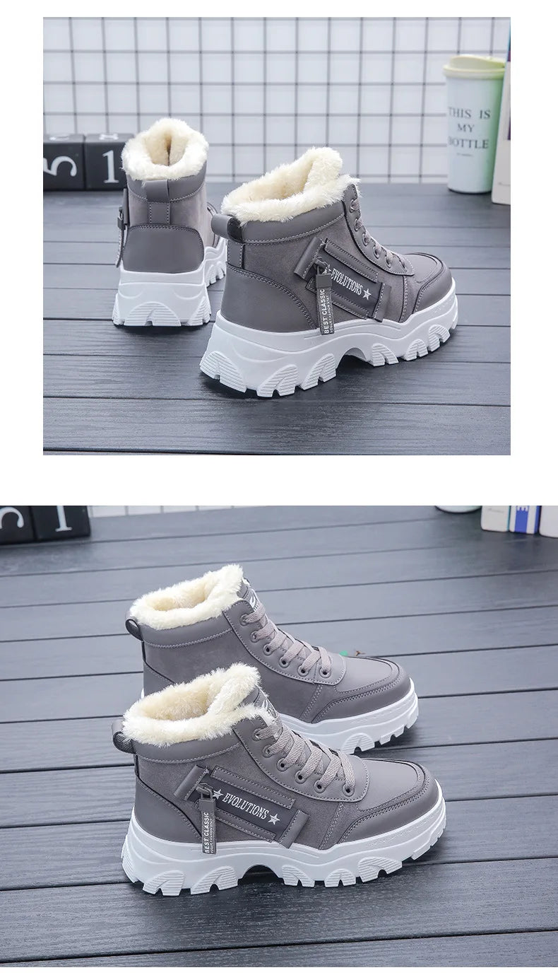 Loom & Soul Women’s Warm Winter Boots – British Style Thick-Soled Ankle Boot