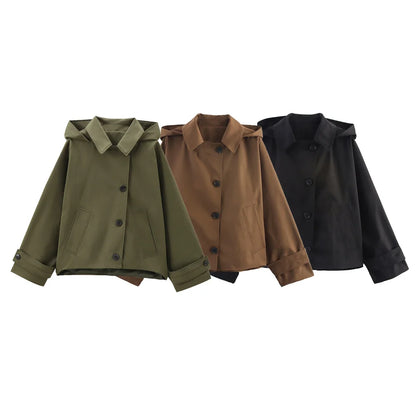 EleganceEase™ Hooded Lapel Jacket – Timeless Autumn Style, Effortless Confidence