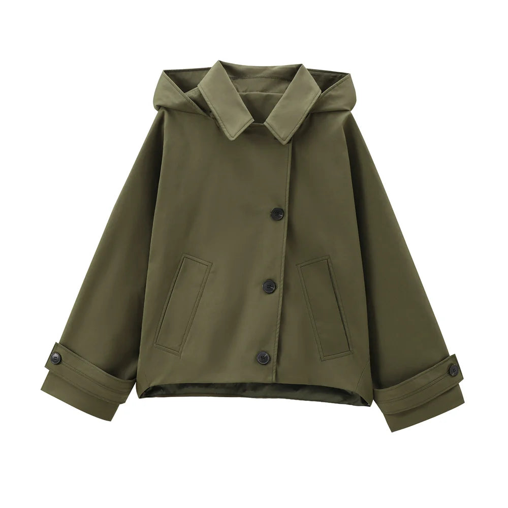 EleganceEase™ Hooded Lapel Jacket – Timeless Autumn Style, Effortless Confidence