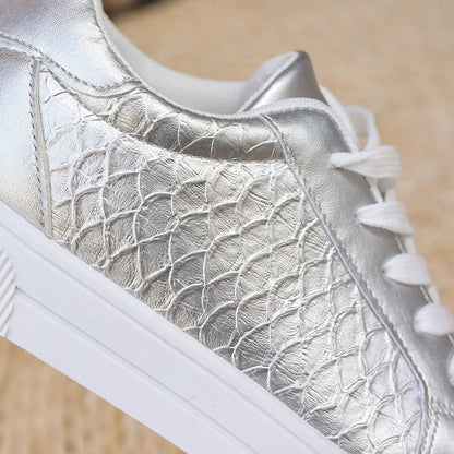 Loom & Soul Women’s Gold & Silver PU Sneakers – Plus Size Fashion Comfort