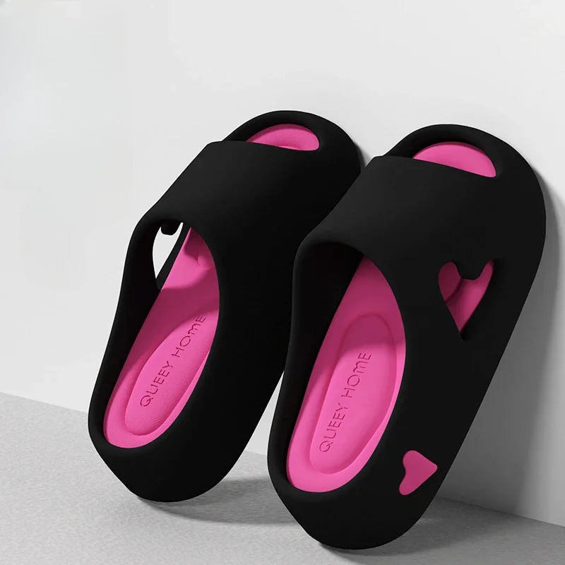 Women’s Love Heart Cloud Slippers – Non-Slip EVA Platform Sandals Indoor/Outdoor