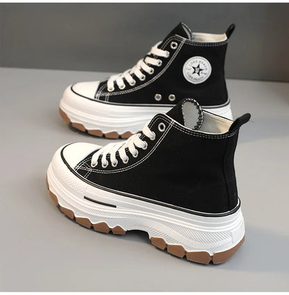 Loom & Soul Women’s High-Top Canvas Sneakers – Platform Vulcanized Style