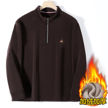 Men’s Stand Collar Zip Pullover – Smart Casual Fleece Sweatshirt Autumn 2025
