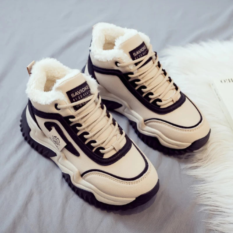 Loom & Soul Women’s High-Top Platform Sneakers – Warm Cotton Winter Shoes