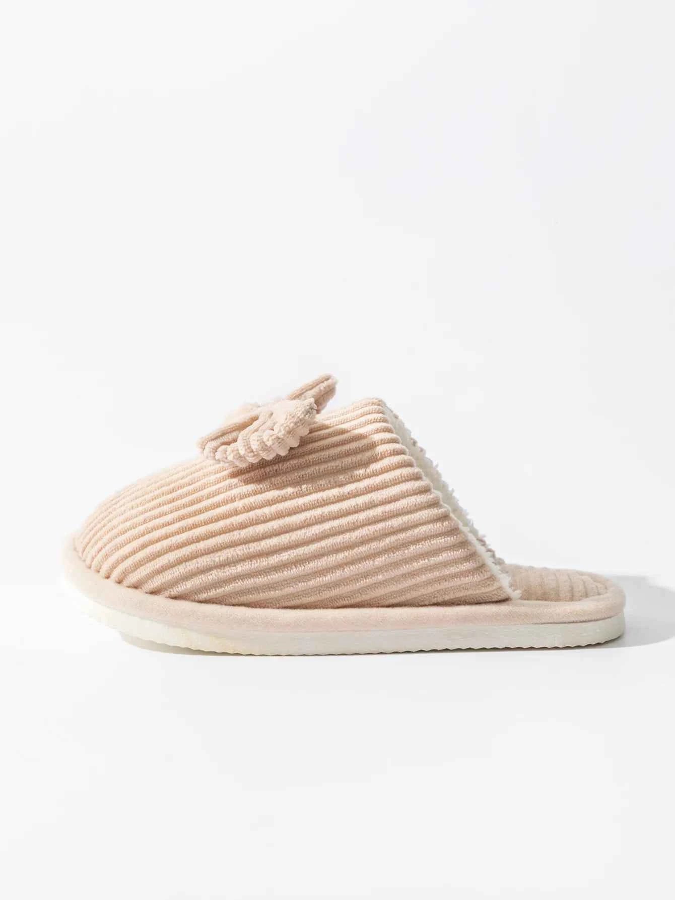 Bow Plush Home Slippers – Cozy Soft Comfort Slides