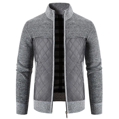 Loom & Soul Men’s Checkered Knit Fleece Jacket – Luxury Hooded Winter Cardigan