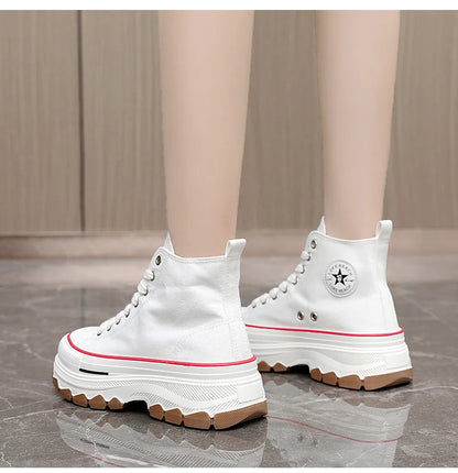 Loom & Soul Women’s High-Top Canvas Sneakers – Platform Vulcanized Style