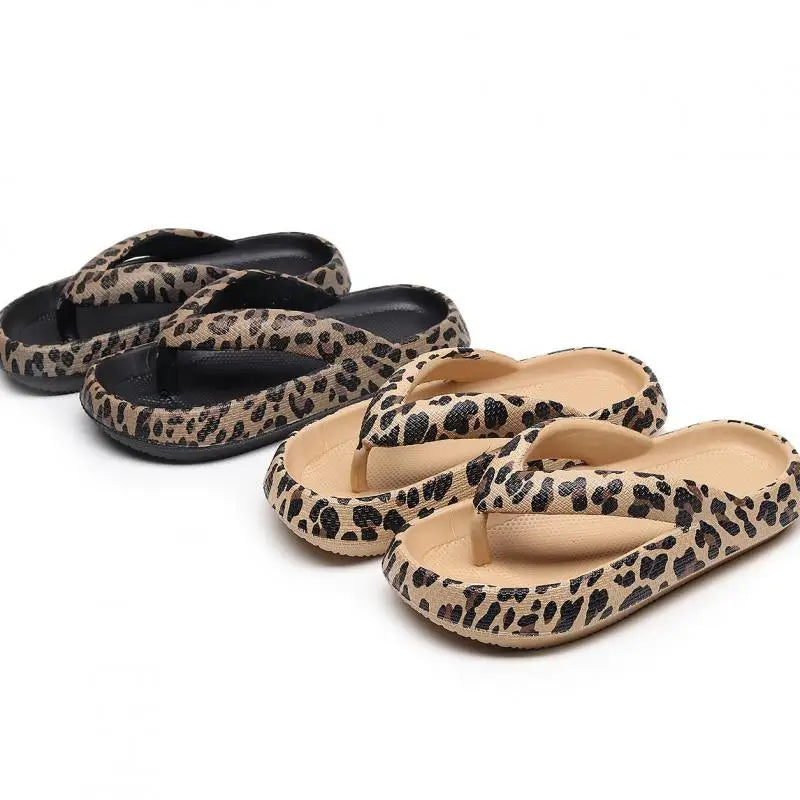 Women’s Leopard Platform Flip Flops – Lightweight Summer Slides