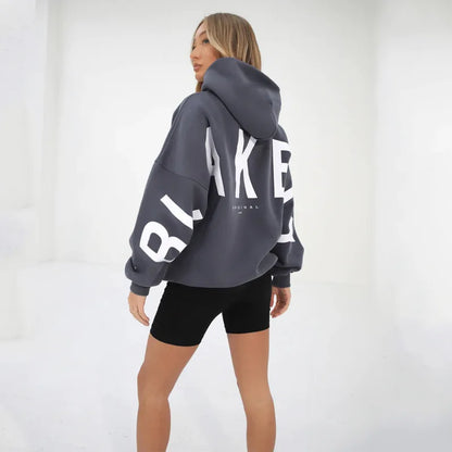 Women’s Casual Printed Pullover Hoodie – Autumn Winter Loose Fit Sweatshirt