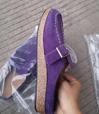 Gacimy™ Women’s Cork Footbed Clogs – Adjustable Buckle Leather Mules with Arch Support