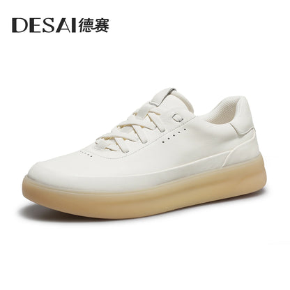Desai™ DS3097 Men’s Leather Casual Shoes – Lightweight Breathable Soft Sole Sneakers