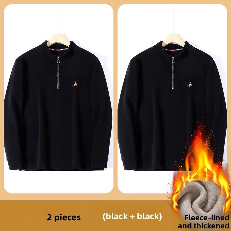 Men’s Stand Collar Zip Pullover – Smart Casual Fleece Sweatshirt Autumn 2025