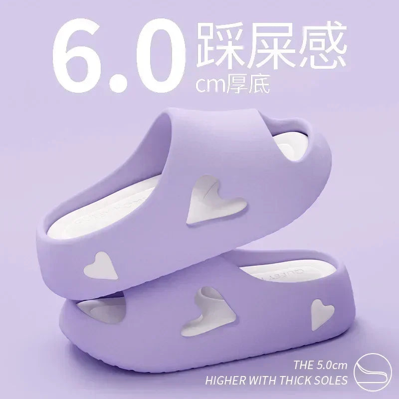 Women’s Love Heart Cloud Slippers – Non-Slip EVA Platform Sandals Indoor/Outdoor