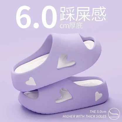 Women’s Love Heart Cloud Slippers – Non-Slip EVA Platform Sandals Indoor/Outdoor
