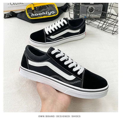 Men’s Checkered Canvas Sneakers – Lightweight Lace-Up Casual Shoes