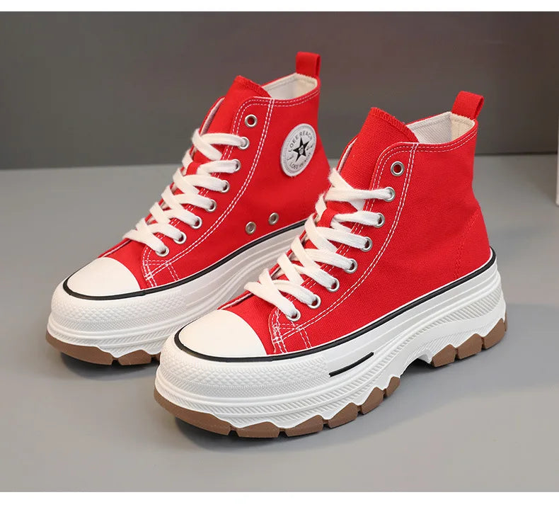 Loom & Soul Women’s High-Top Canvas Sneakers – Platform Vulcanized Style