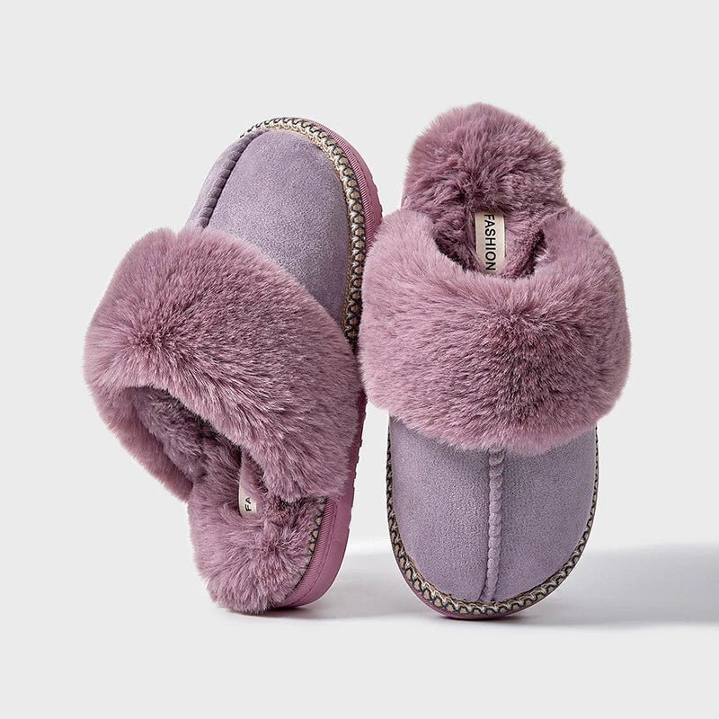 Smile Popcorn™ Fluffy Winter Slippers – Faux Fur Warm Indoor Comfort Slides for Women