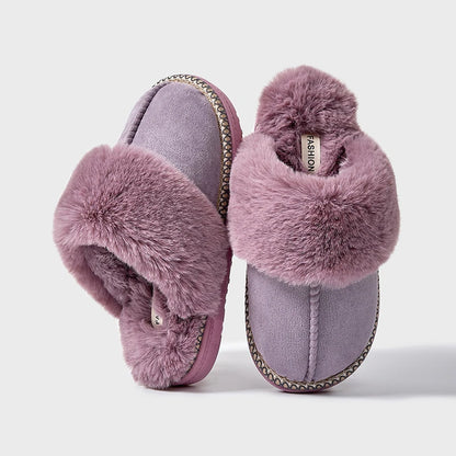 Smile Popcorn™ Fluffy Winter Slippers – Faux Fur Warm Indoor Comfort Slides for Women