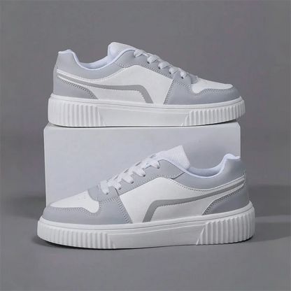 Women’s PU Leather Sneakers – Lightweight Lace-Up Casual Shoes for Spring/Autumn