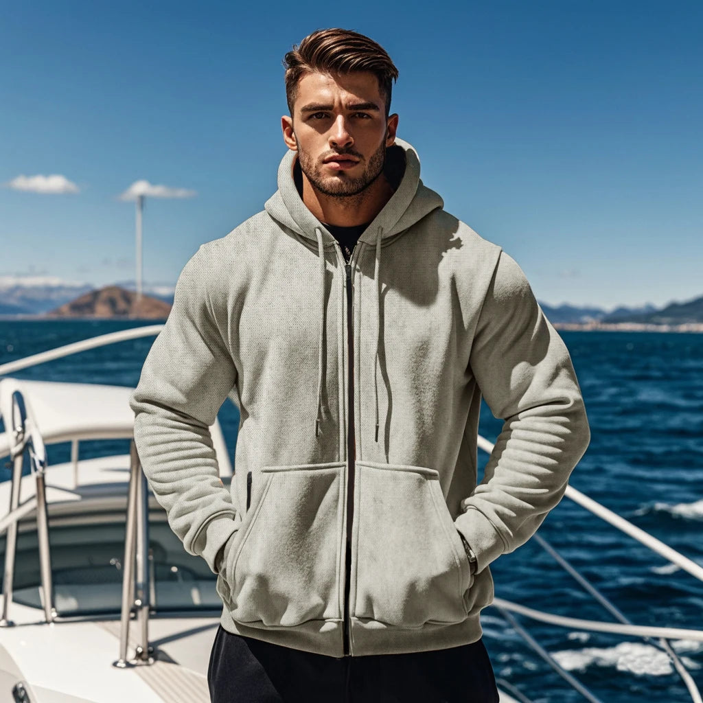 Men’s Fleece Zip Hoodie – Soft Comfort Fit Long Sleeve Sports Sweatshirt
