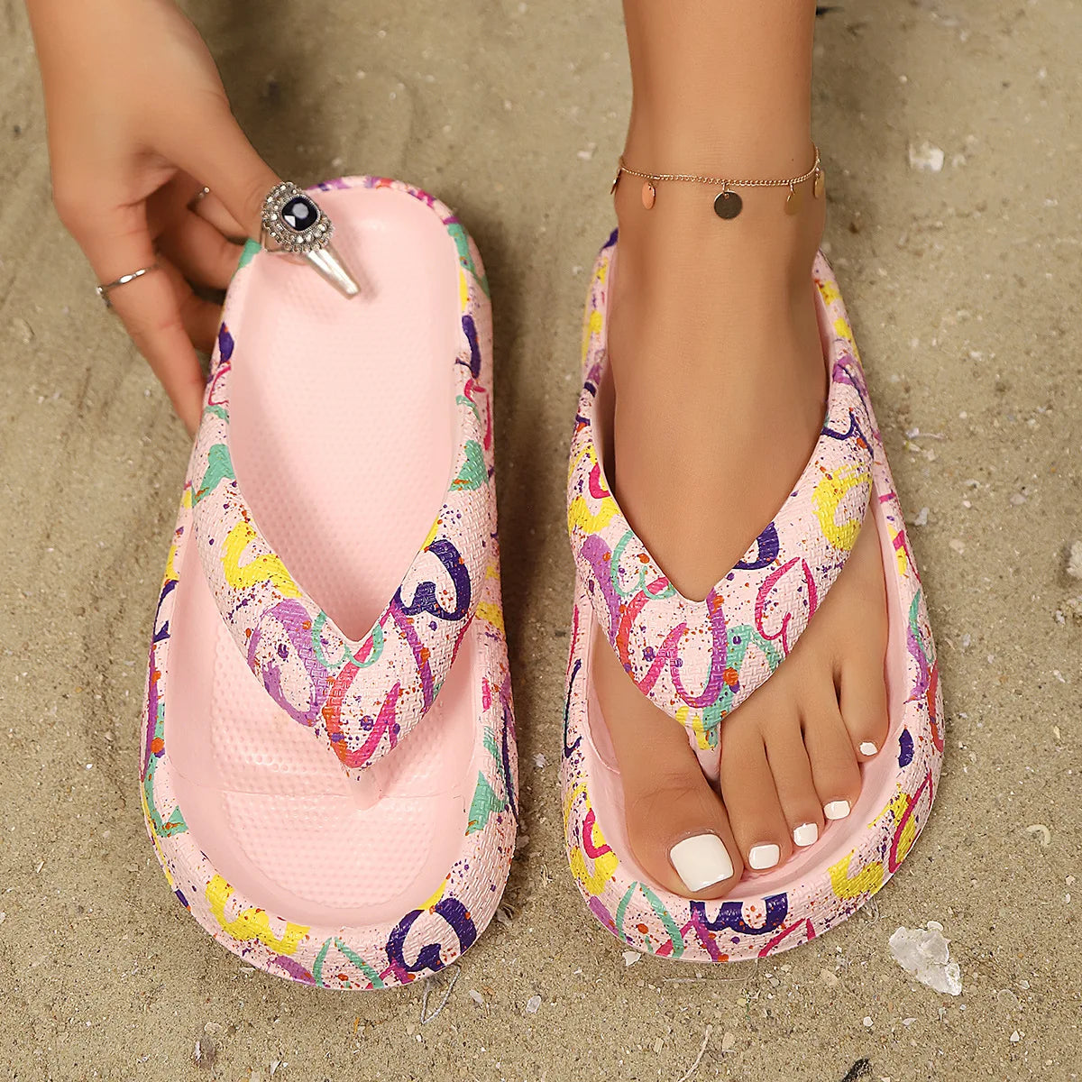 Women’s Leopard Platform Flip Flops – Lightweight Summer Slides