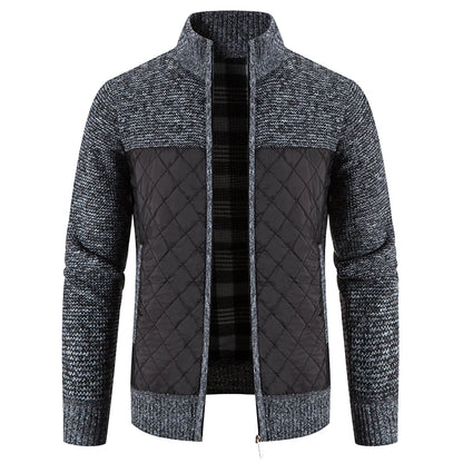 Loom & Soul Men’s Checkered Knit Fleece Jacket – Luxury Hooded Winter Cardigan