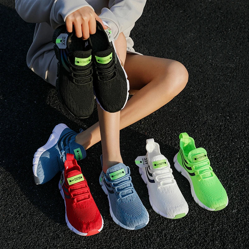 Men’s Lace-Up Mesh Sneakers – Lightweight Breathable Casual Walking Shoes