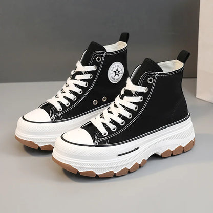 Loom & Soul Women’s High-Top Canvas Sneakers – Platform Vulcanized Style