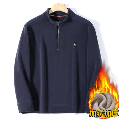 Men’s Stand Collar Zip Pullover – Smart Casual Fleece Sweatshirt Autumn 2025