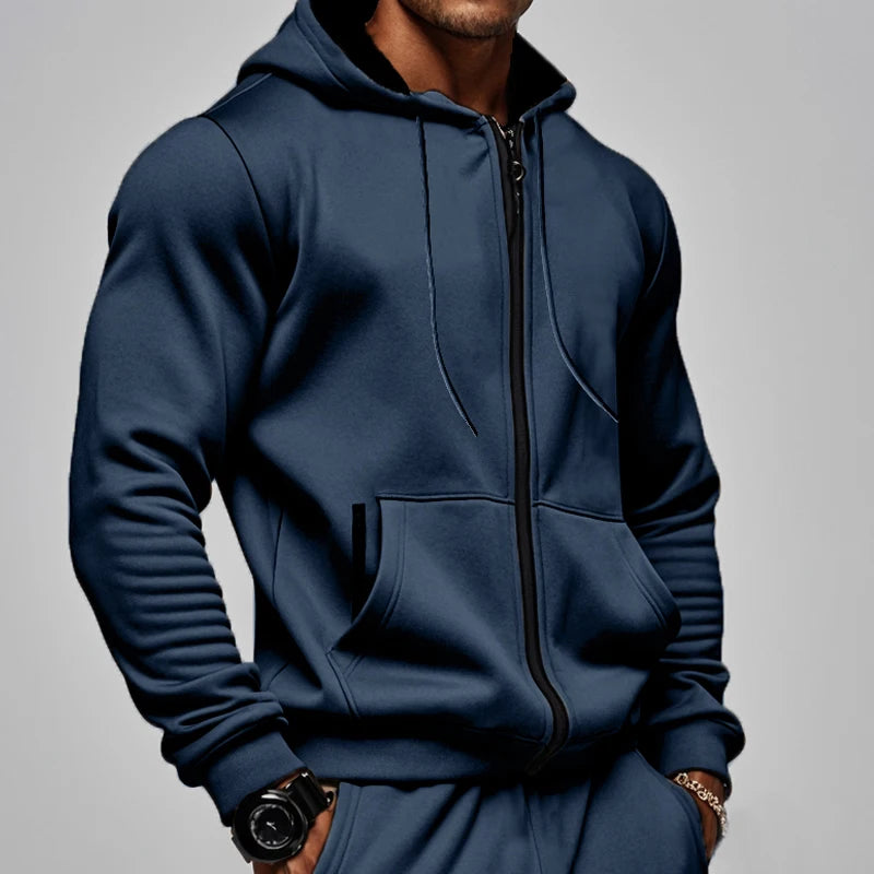 Men’s Fleece Zip Hoodie – Soft Comfort Fit Long Sleeve Sports Sweatshirt
