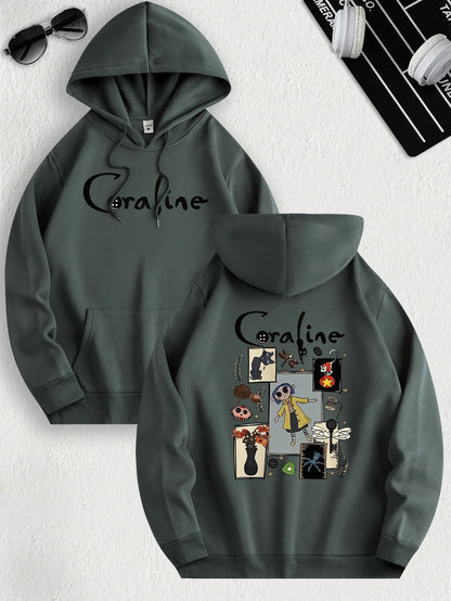 CoralineDream™ Fleece Hoodie – Cozy Cartoon-Inspired Pullover for Bold Souls