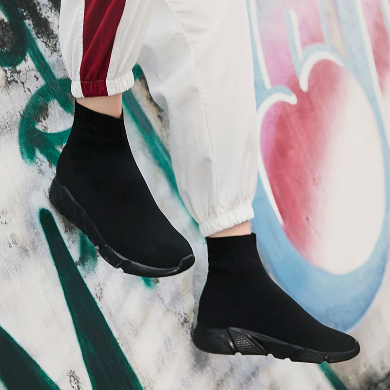 High-Top Sock Running Shoes – Unisex Slip-On Trainers | Reflective, Breathable, Lightweight Sneakers for Men & Women