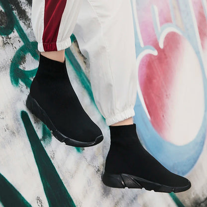 High-Top Sock Running Shoes – Unisex Slip-On Trainers | Reflective, Breathable, Lightweight Sneakers for Men & Women