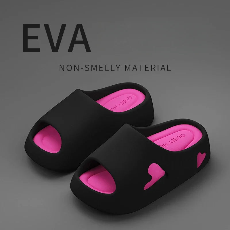 Women’s Love Heart Cloud Slippers – Non-Slip EVA Platform Sandals Indoor/Outdoor