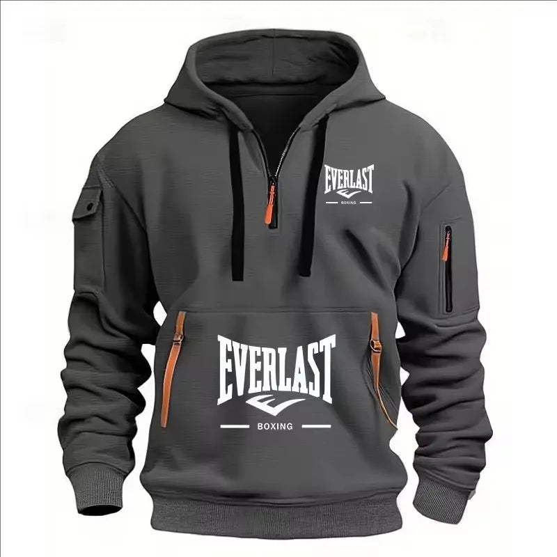 Men’s Printed Fleece Hoodie – Casual Zip-Up Streetwear Sweatshirt for Spring & Autumn
