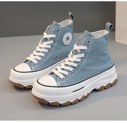 Loom & Soul Women’s High-Top Canvas Sneakers – Platform Vulcanized Style
