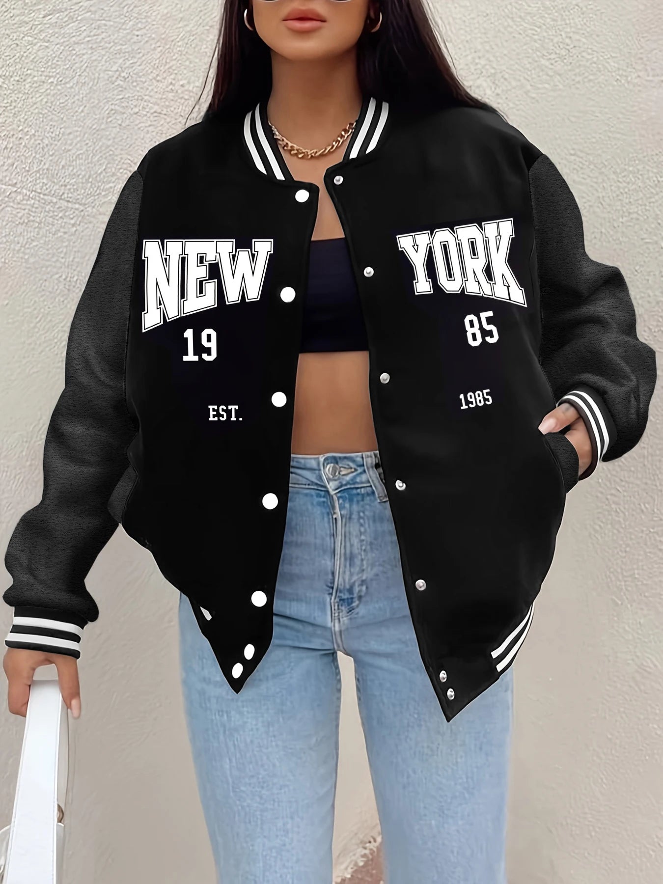 Loom & Soul “New York 1985” Women’s Baseball Jacket – Hip Hop Streetwear Coat