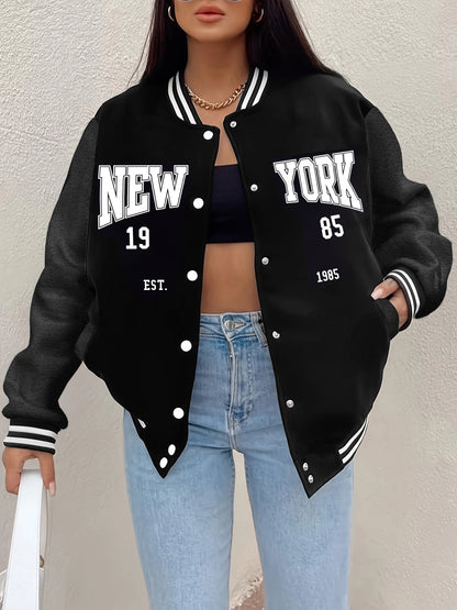 Loom & Soul “New York 1985” Women’s Baseball Jacket – Hip Hop Streetwear Coat