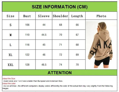 Women’s Casual Printed Pullover Hoodie – Autumn Winter Loose Fit Sweatshirt